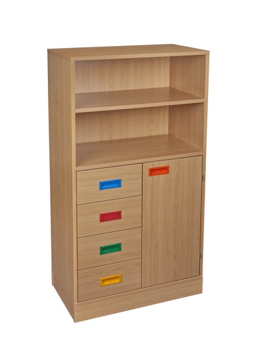 Armoire 1 porte 4 tiroirs + étagère 70x40xH132cm