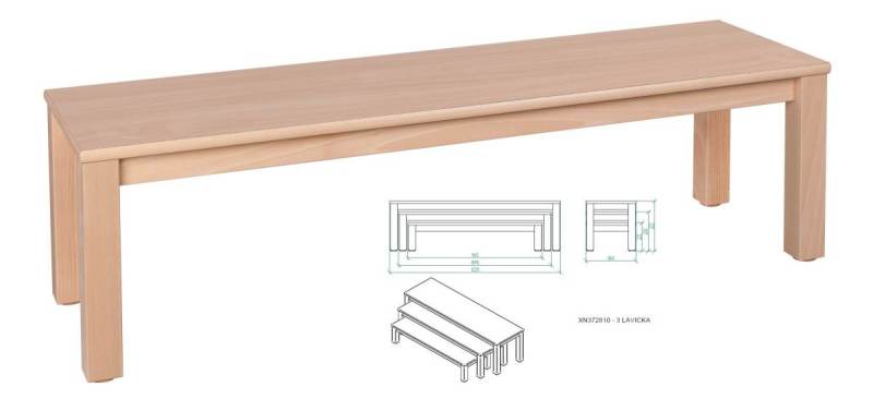 Lot de 3 bancs gigognes en bois